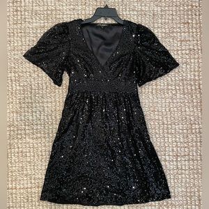 Betsey Johnson Evening Black Sequin Dress 6 8 10